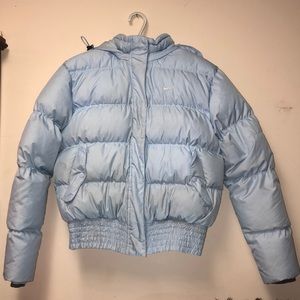 nike light blue winter puffer/bomber jacket